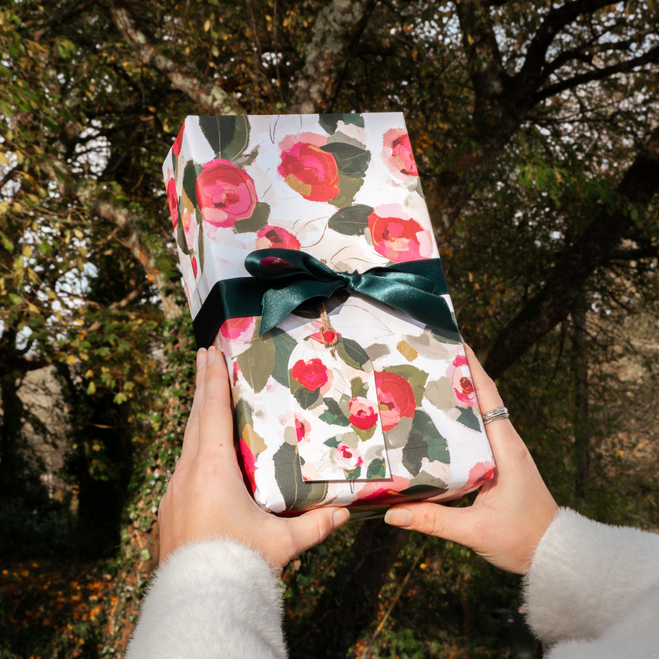 Wrapping Paper - GWP78 - Light Winter Camellia Wrapping Paper - Winter Camellia Light Wrapping Paper - Whistlefish