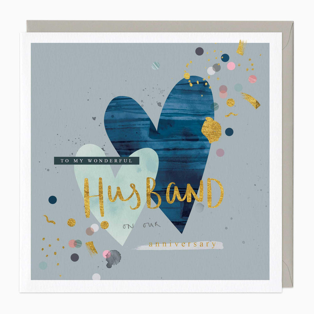 Greeting Card-E193 - Wonderful Husband Anniversary Heart Card-Whistlefish