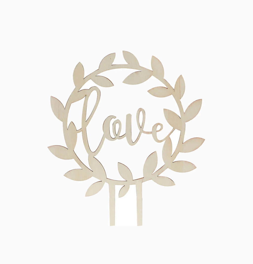 CW 234 Wooden Love Wedding Cake Topper