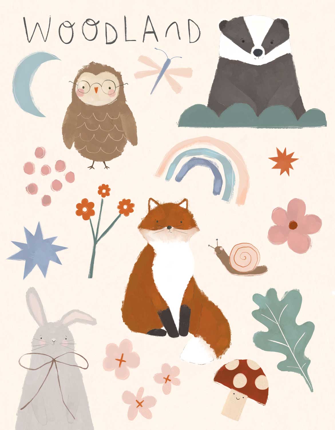 Print-WF1180P - Woodland Friends Medium Art Print-Whistlefish