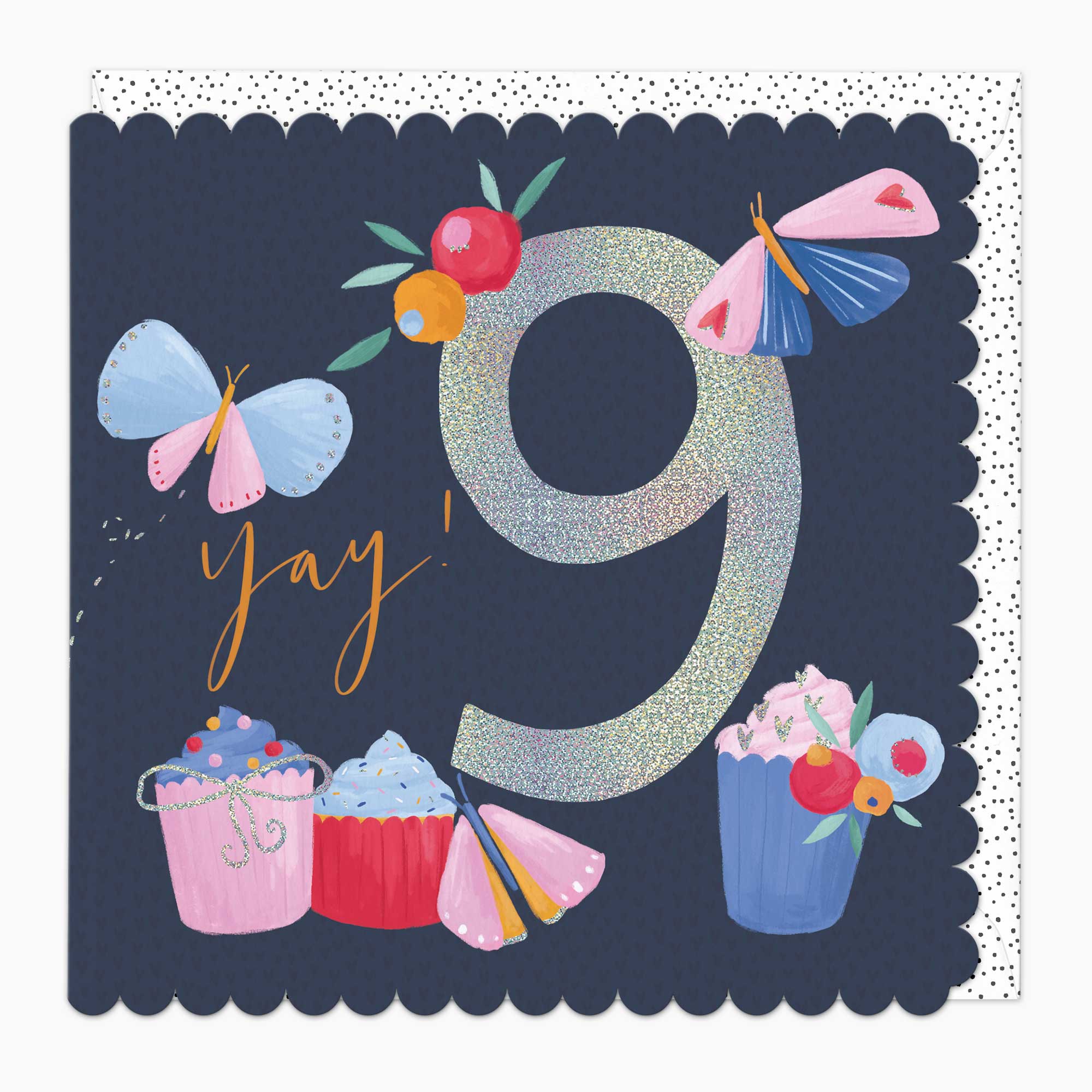 Yay! 9th Birthday Scalloped Card - Whistlefish