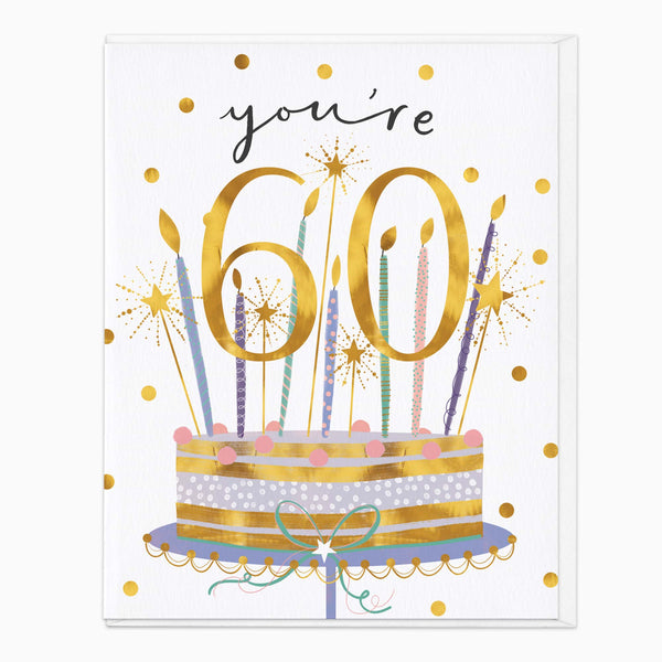 Greeting Card-E778 - You're 60 Birthday Cake Card-Whistlefish