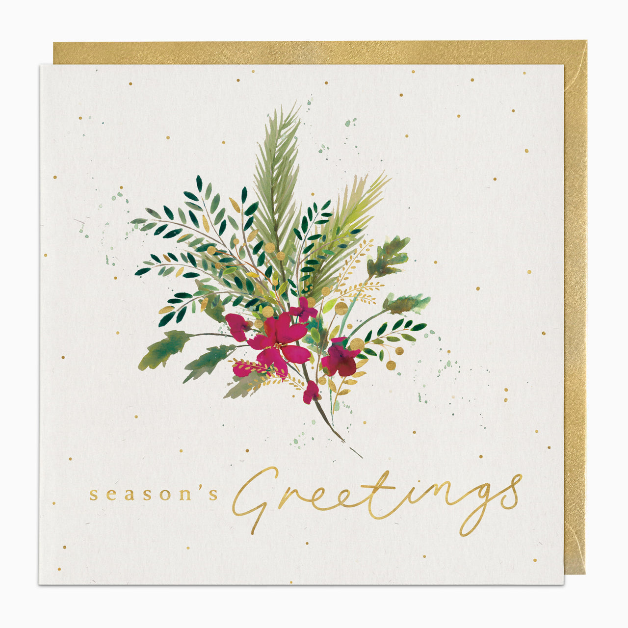 ZA029 - Golden Seasonal Greens Christmas Card