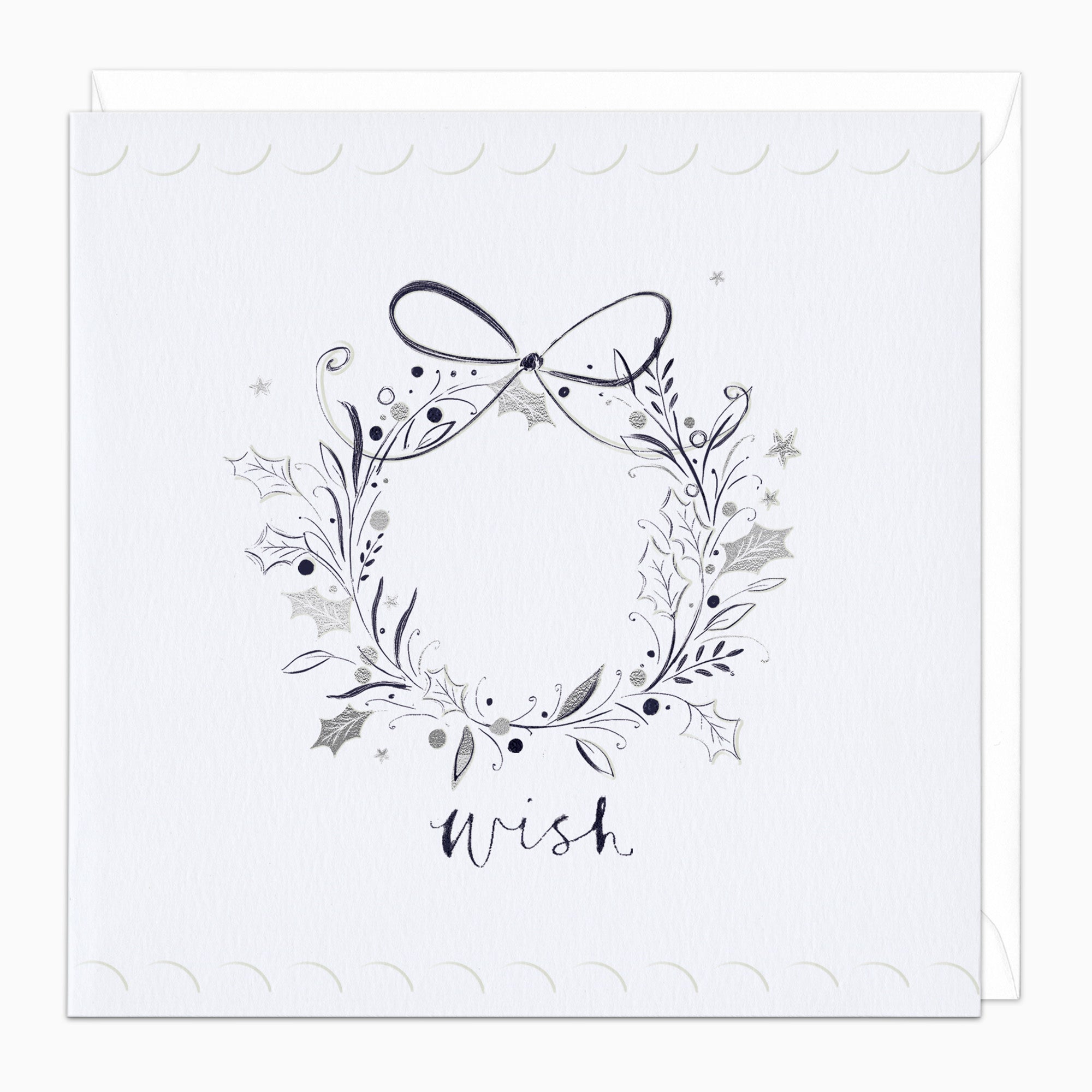 ZA056 - Silver Highlights Wreath Christmas Card