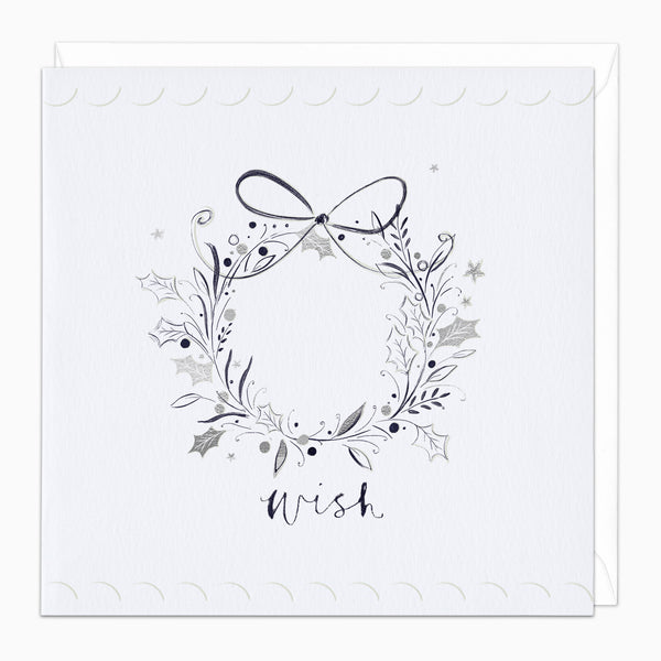 ZA056 - Silver Highlights Wreath Christmas Card