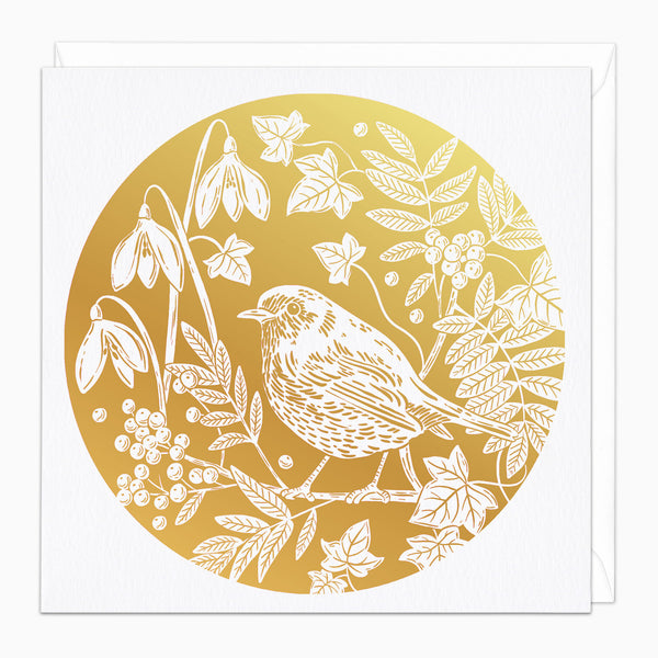 ZA065 - Foil Robin Christmas Card