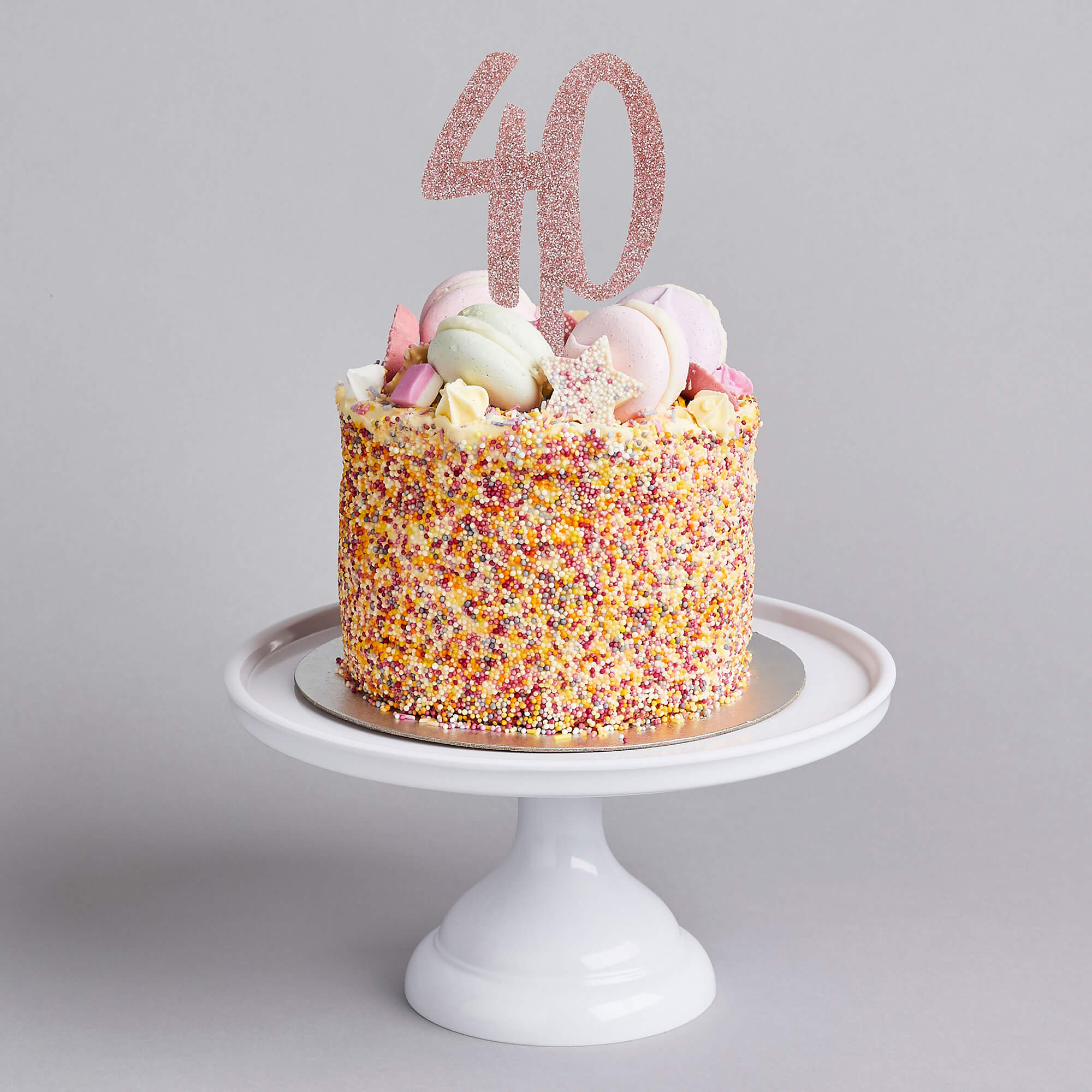 Cake Topper-HBMM1107 - Rose Gold Glitter 40 Cake Topper-HootyBalloo