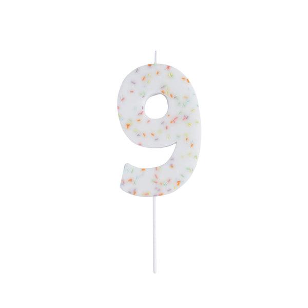 Candle-HBGP134 - Giant Sprinkle Number 9 Candle-HootyBalloo