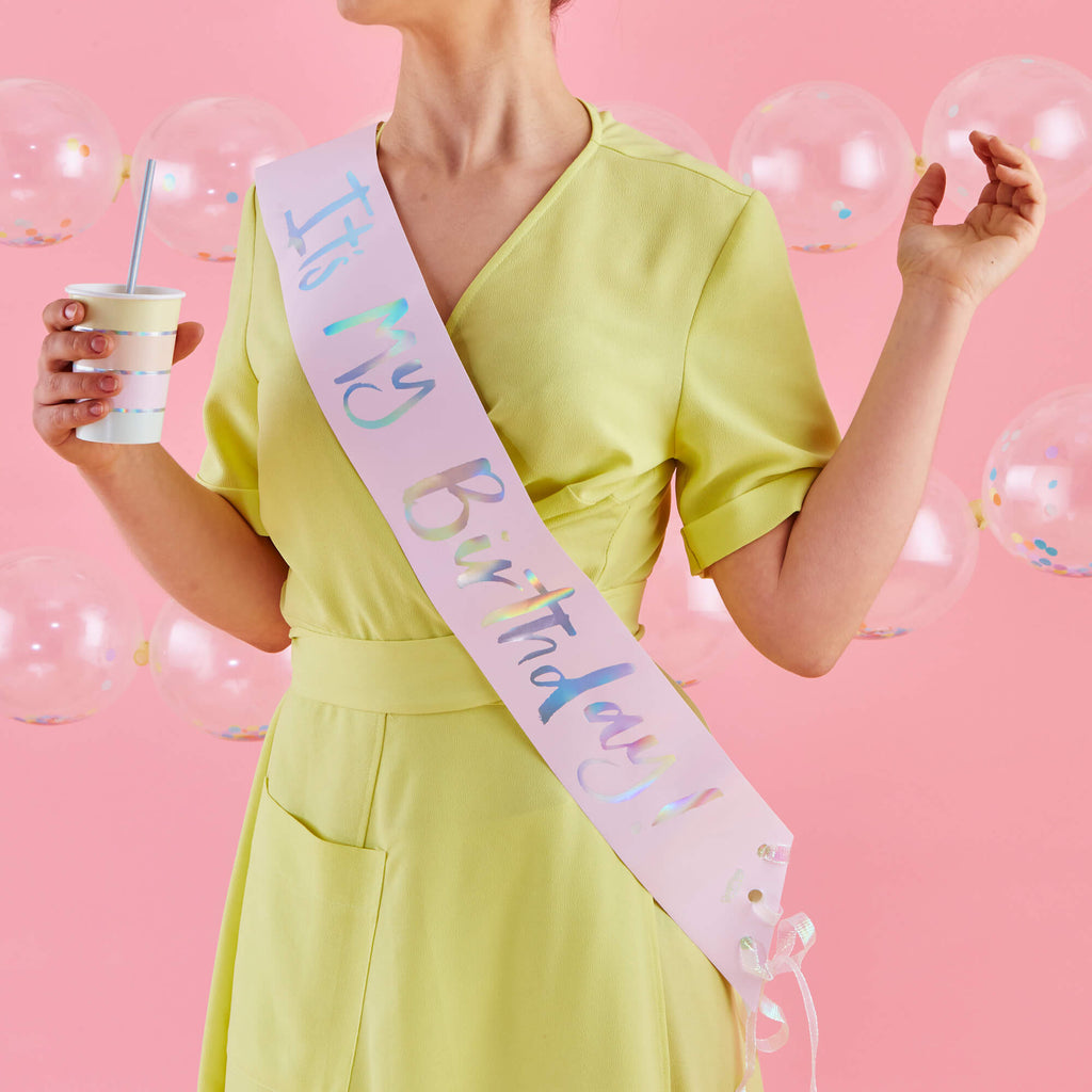 Glasses-PS-514 - Pastel Pink Its My Birthday Sash-Ginger Ray