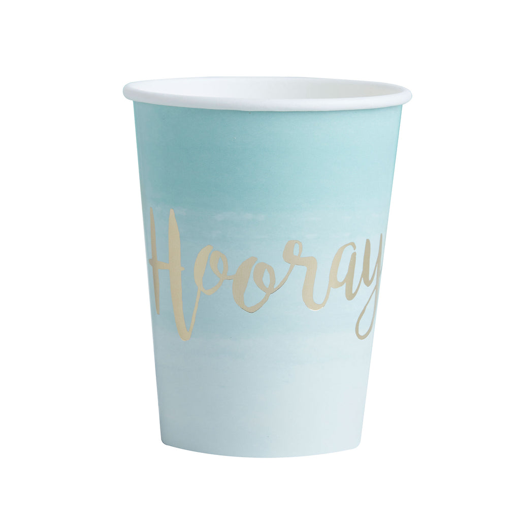Paper Cups-Mint & Gold Foiled Hooray Paper Cups-Ginger Ray