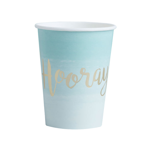 Paper Cups-Mint & Gold Foiled Hooray Paper Cups-Ginger Ray