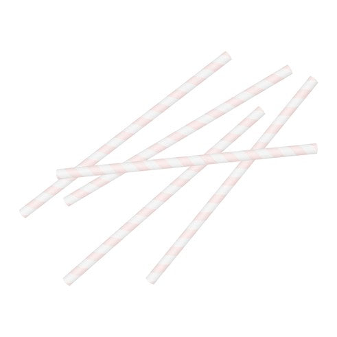 Straws-MIX-264 - Pink Stripe Paper Straws-HootyBalloo