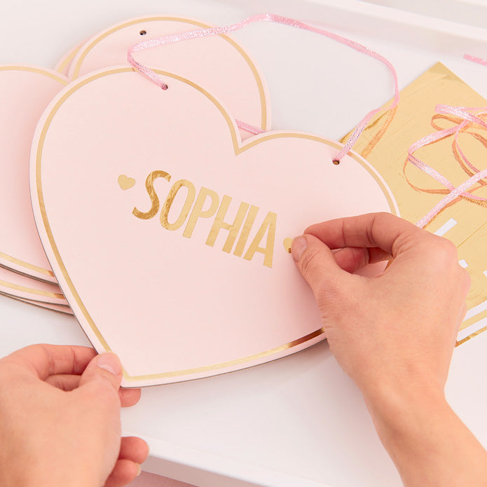 Tent Sign-PAMP-114 - Customisable Pink Heart Kids Tent Sign-Ginger Ray